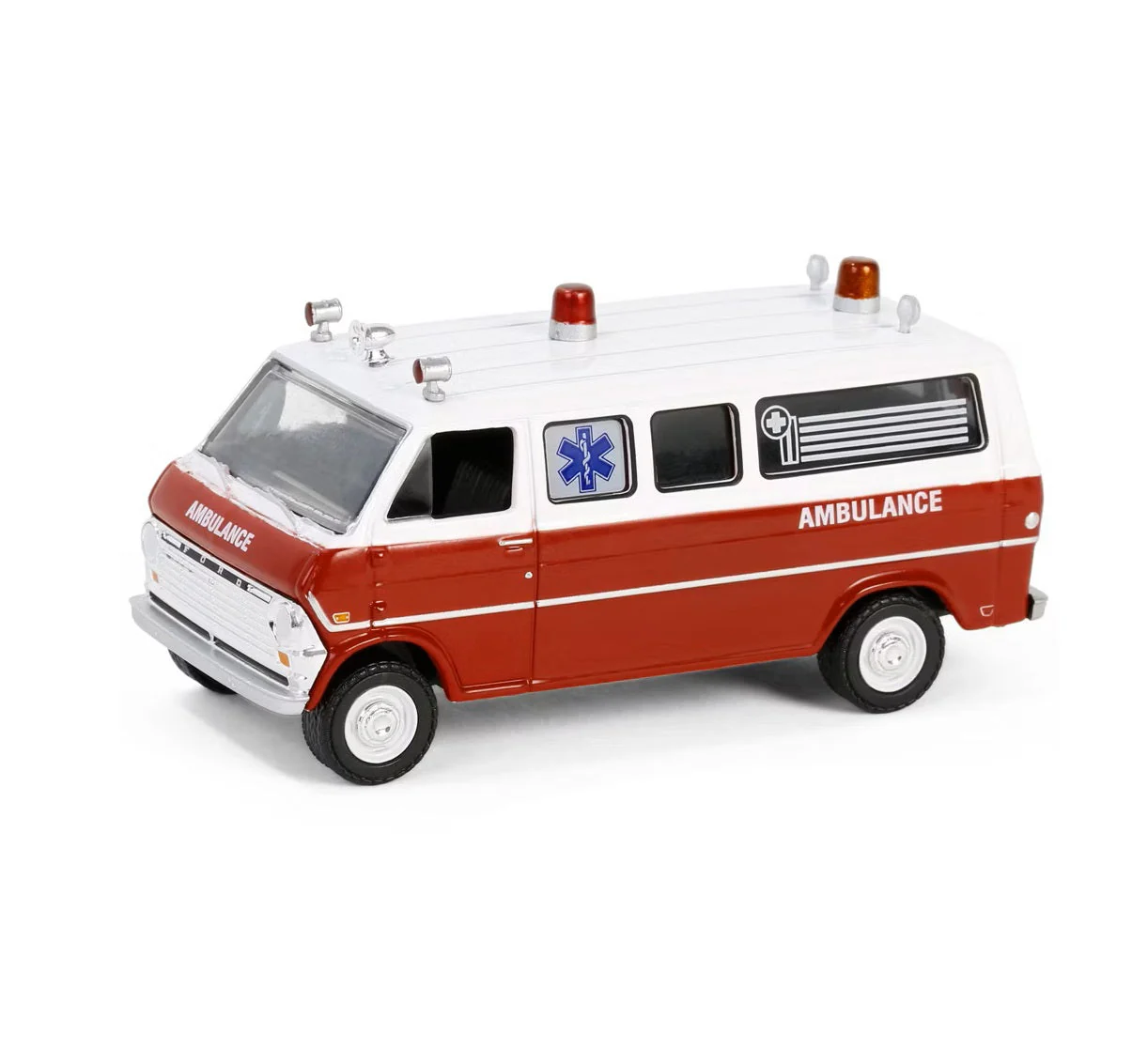 Greenlight - 1970 Ford Club Wagon Ambulance Red and White "Airplane!" (1980) Movie - Scala 1/64 Hollywood Series - Image 2