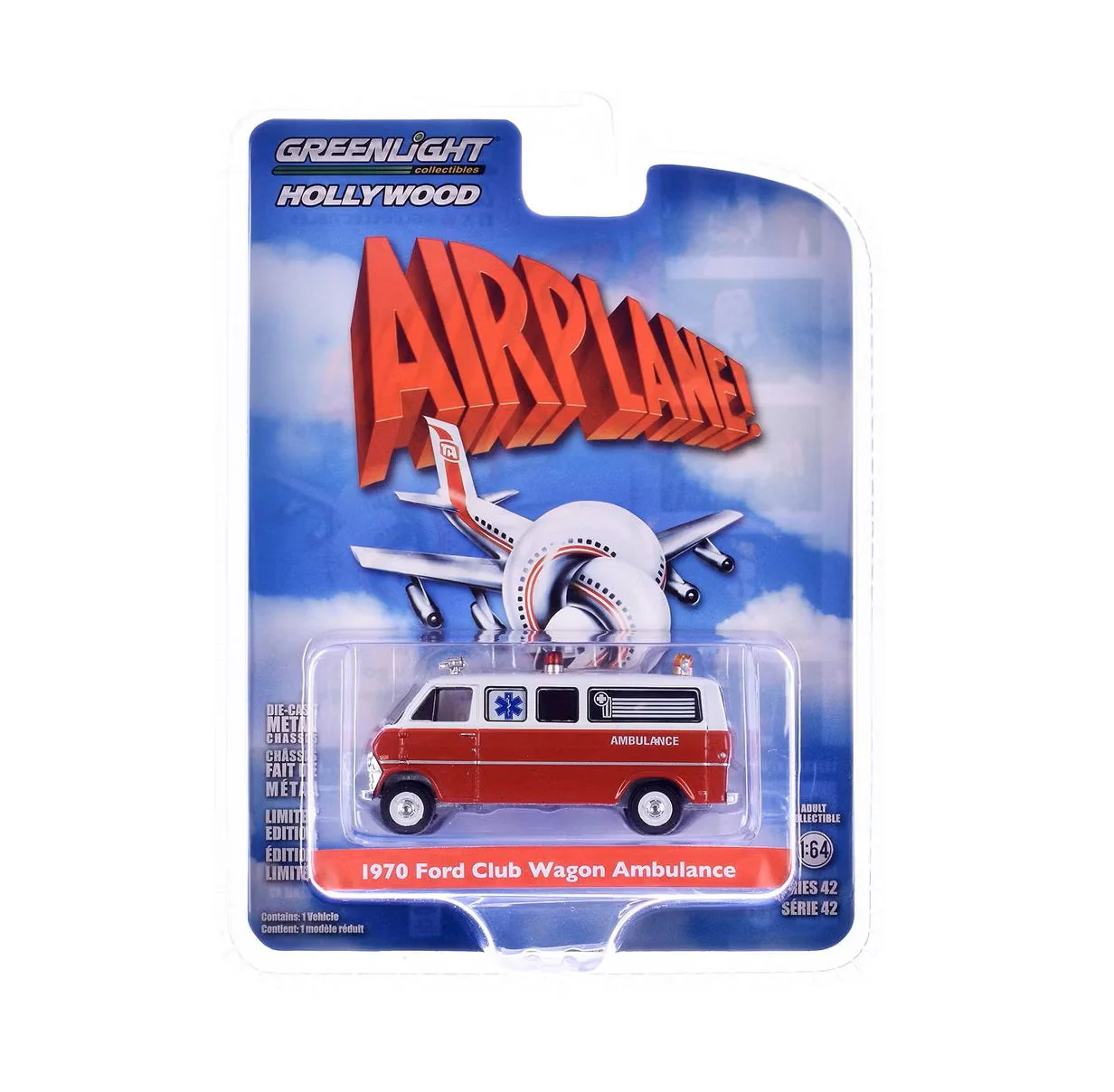 Greenlight - 1970 Ford Club Wagon Ambulance Red and White "Airplane!" (1980) Movie - Scala 1/64 Hollywood Series - Image 3