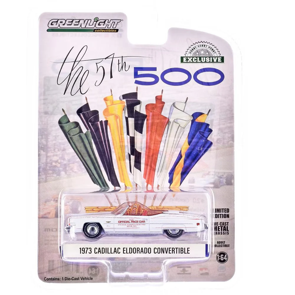 Greenlight - 1973 Cadillac Eldorado Convertible "57th Annual Indianapolis" White with Red Interior - Scala 1/64 - Image 3