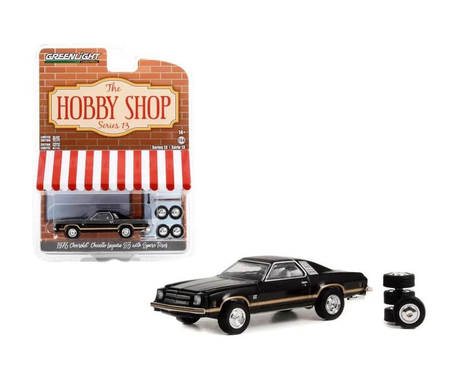 Greenlight Collectibles - 1976 Chevrolet Chevelle Laguna S3 Black with Spare Tires Series Hobby Shop - Scala 1/64