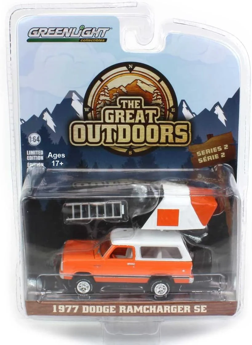 Greenlight - 1977 Dodge Ramcharger SE with Modern Rooftop Tent Great Outdoors Series - Scala 1/64
