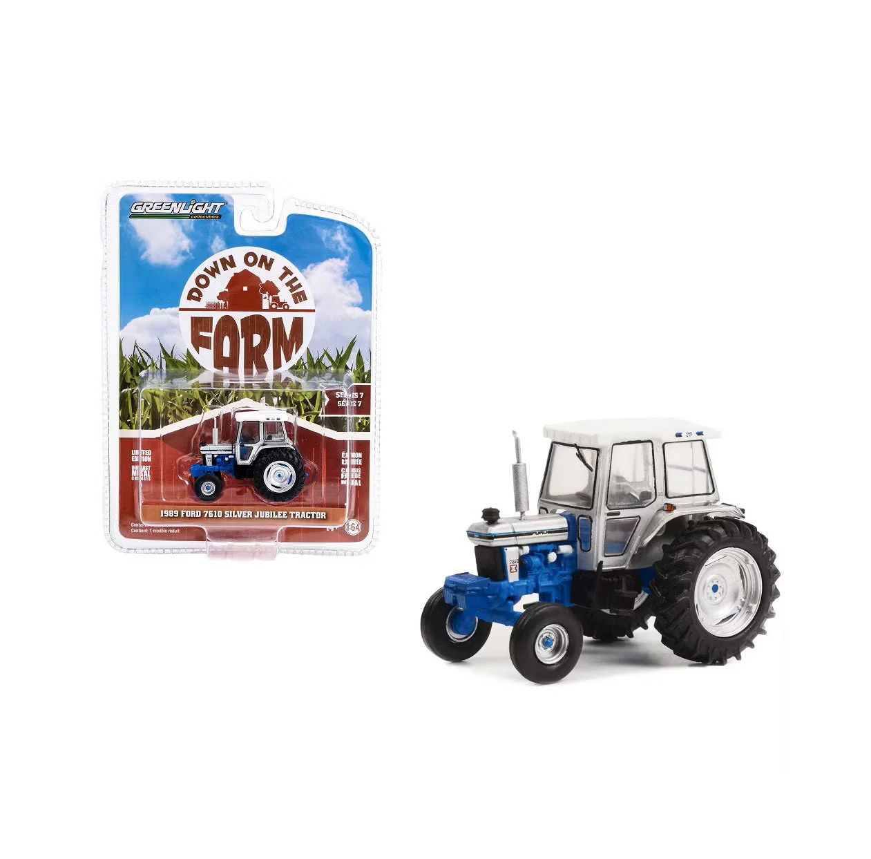 Greenlight Collectibles - 1989 Ford 7610 Silver Jubilee Tractor - Down on the Farm Series - Scala 1/64