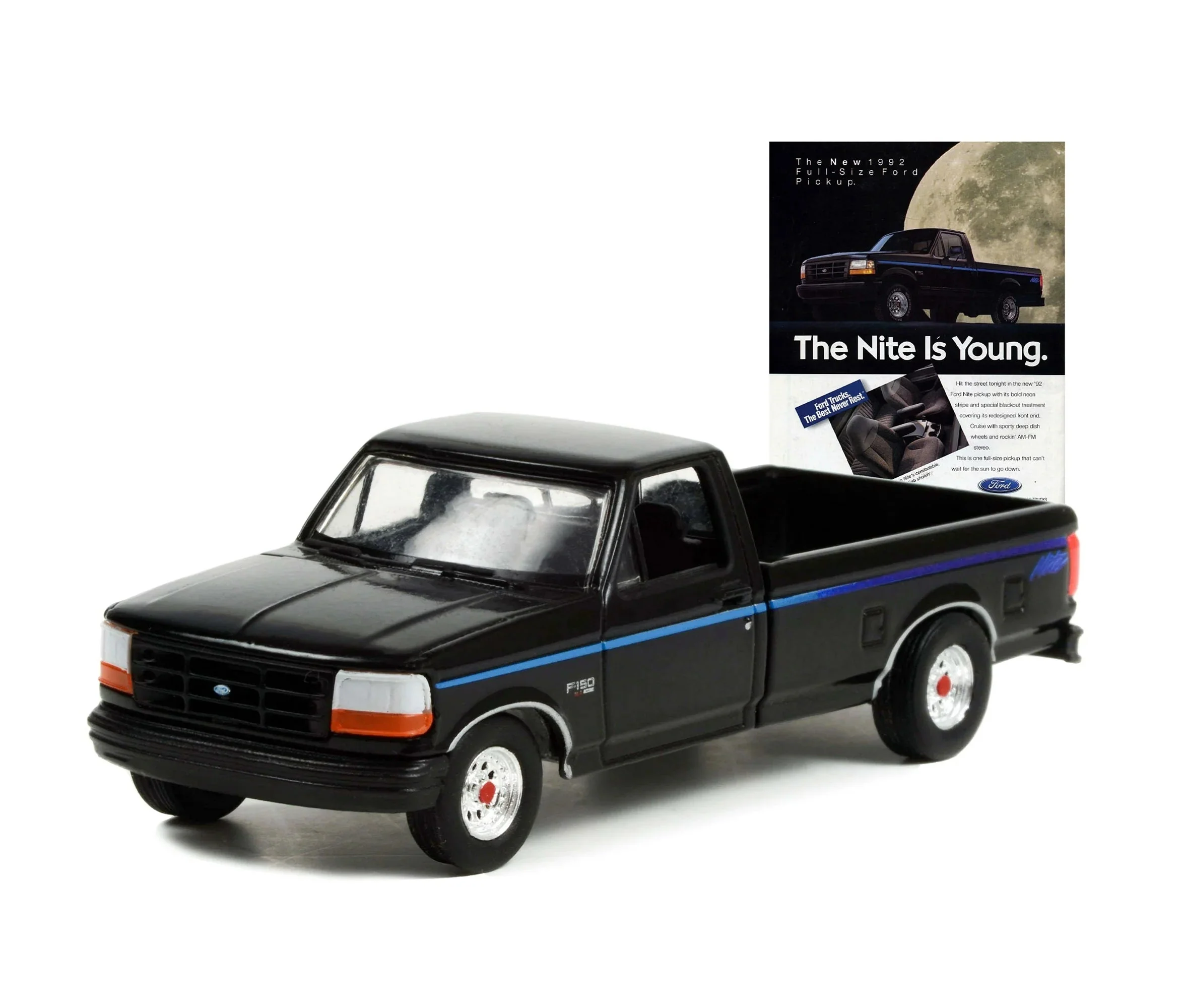 Greenlight - 1992 Ford F-150 Nite Edition Pickup Black Vintage AD Cards - Scala 1/64 - Image 2