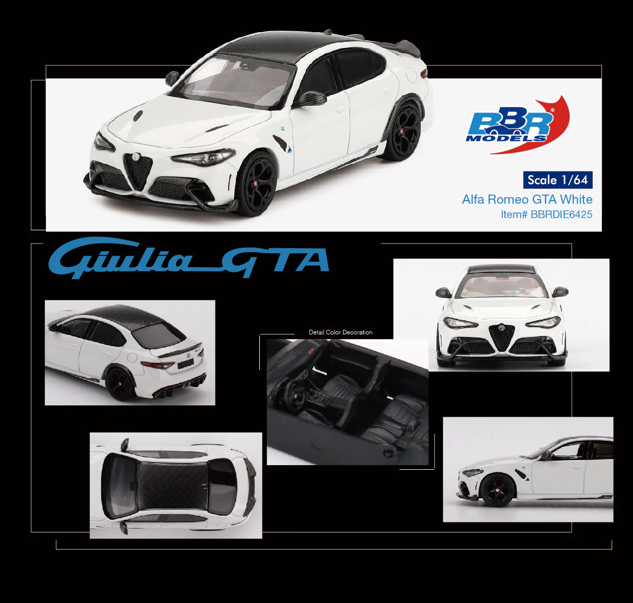 BBR Models - Alfa Romeo Giulia GTA 2020 White - Scala 1/64 BBRDIE6425 - Image 4