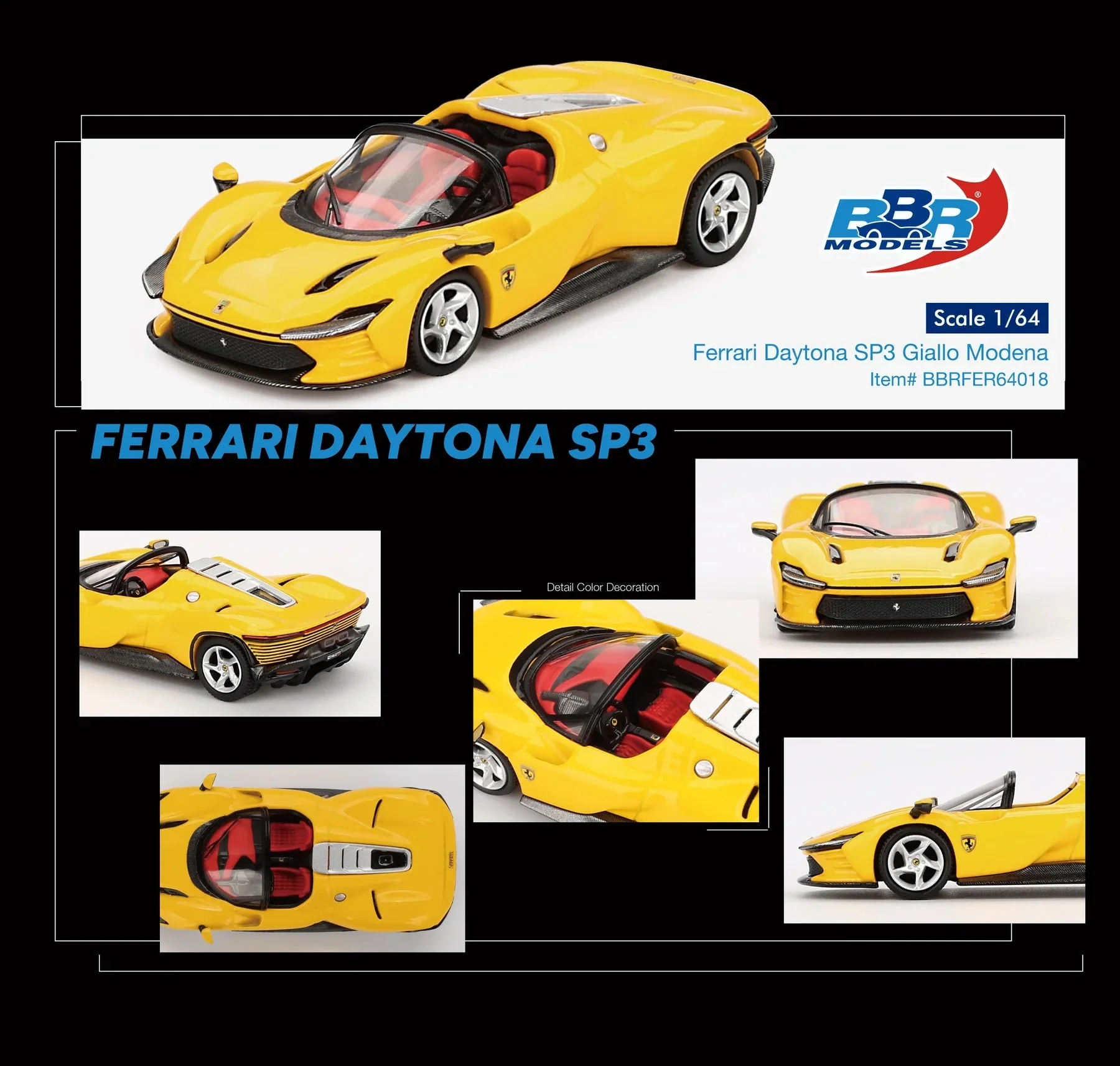 BBR Models - Ferrari Daytona SP3 Giallo Modena - Scala 1/64 BBRFER64018 - Image 4