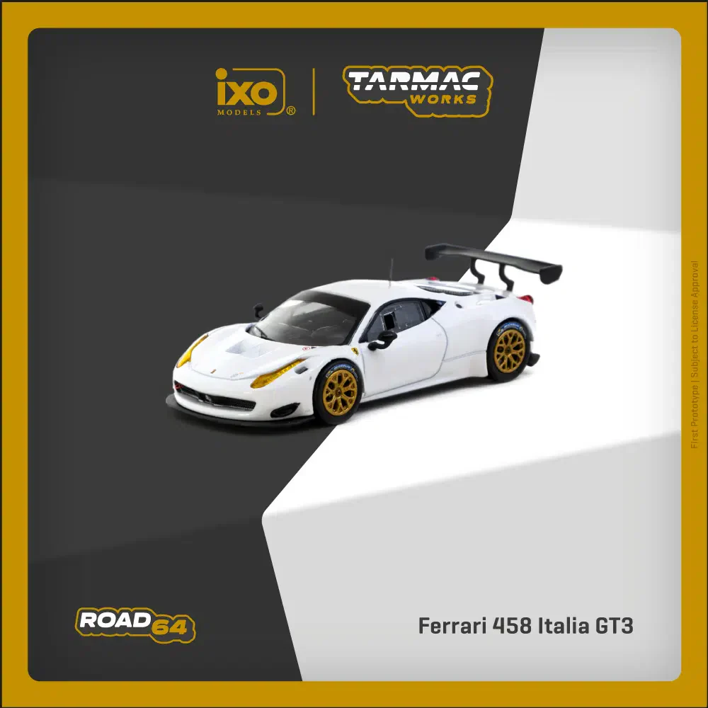 Tarmac Works - Ferrari 458 Italia GT3 White - ROAD64 - Scala 1/64 T64R-074-WH