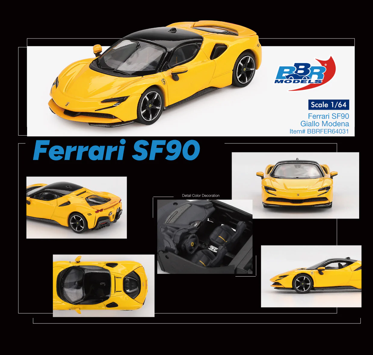 BBR Models - Ferrari SF90 Giallo Modena 2024 - Scala 1/64 BBRFER64031 - Image 4