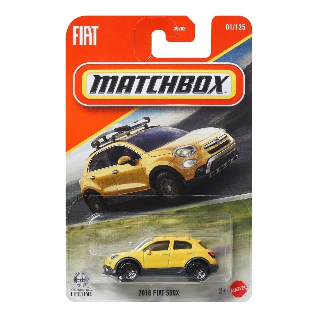 Matchbox - Fiat 500X Yellow #01 Long Card - Scala 1/64 Circa