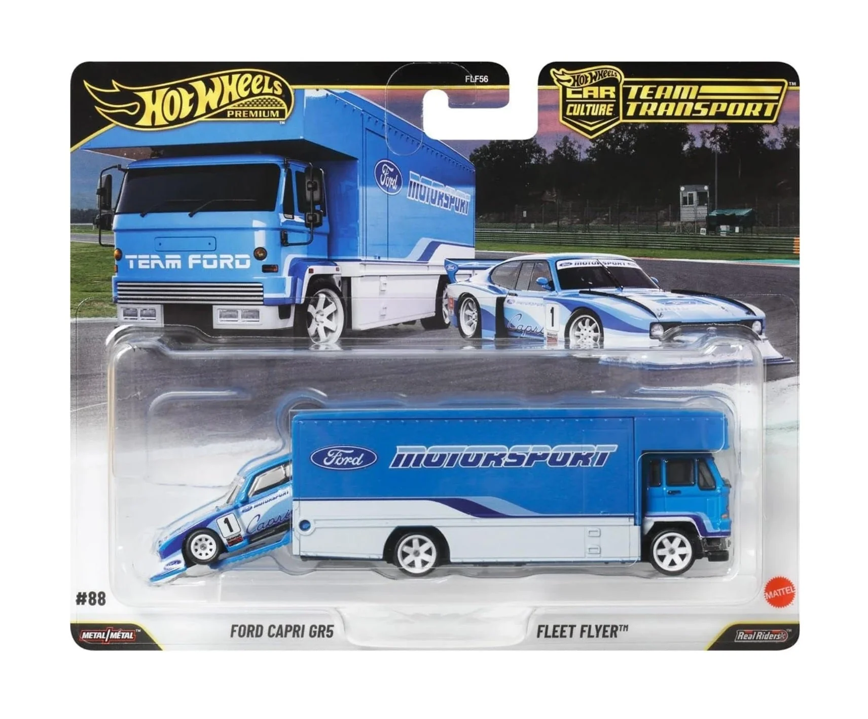 Hot Wheels Premium - Ford Capri Gr5 + Fleet Flyer - Series Car Culture Team Transport - Scala 1/64