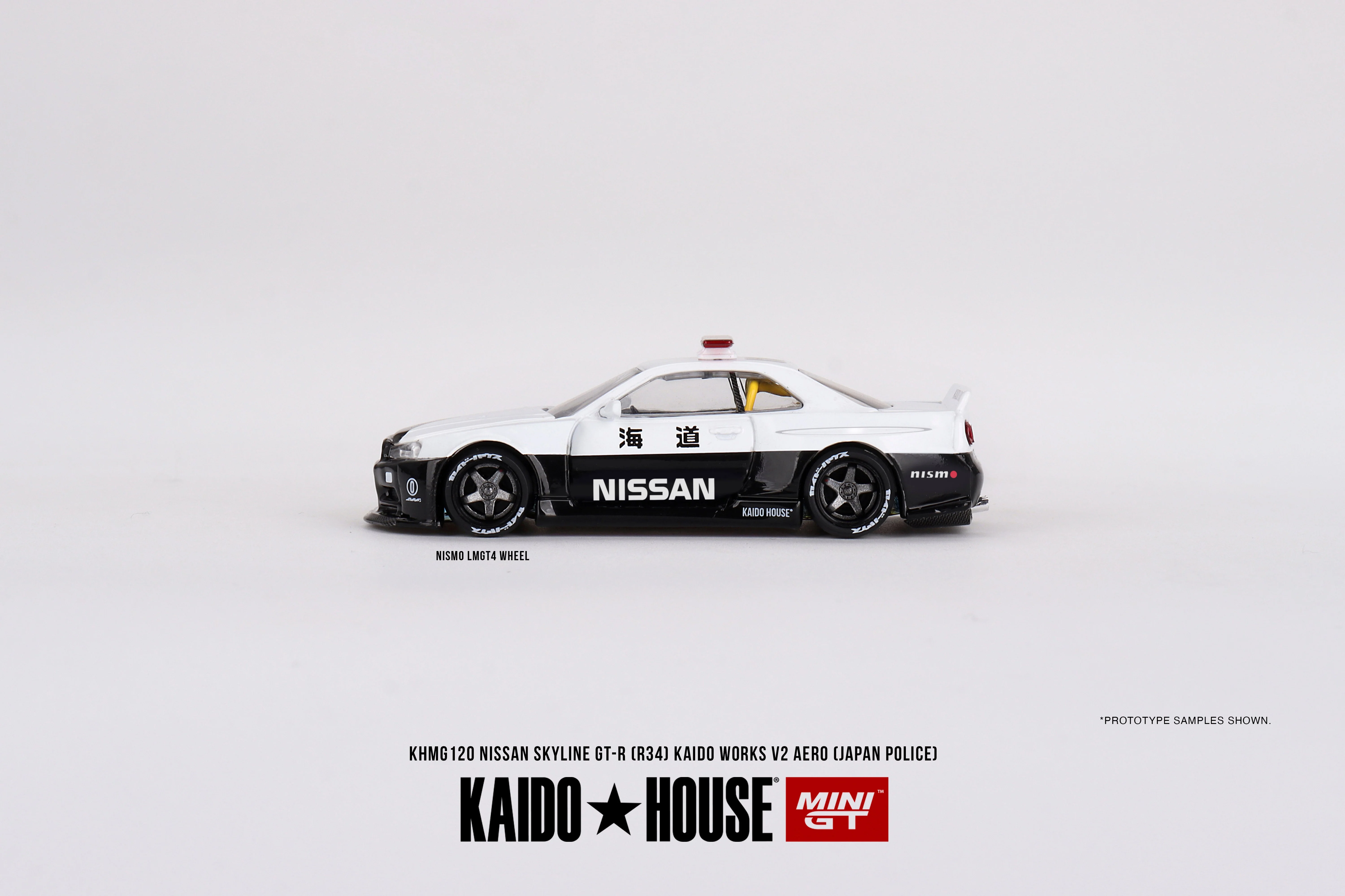 Mini GT - Nissan Skyline GT-R R34 Kaido Works (V2 Aero) Police - KAIDO HOUSE - Scala 1/64 KHMG120 - Image 4
