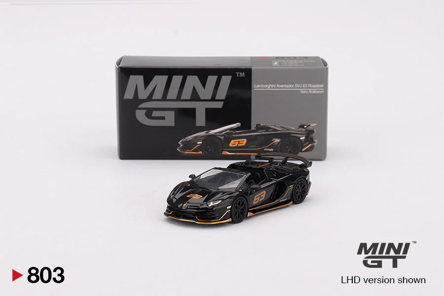 Mini GT - Lamborghini Aventador SVJ 63 Roadster Nero Aldebaran - Scala 1/64  MGT00803-L - Image 2