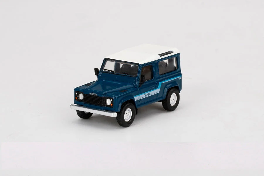 Mini GT - Land Rover Defender 90 County Wagon Stratos Blue LDH - Scala 1/64 MGT00353 - Image 3