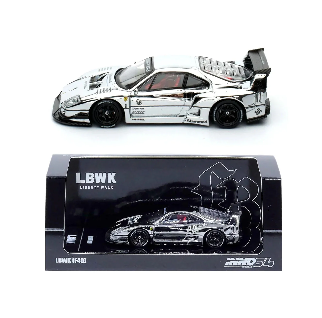 INNO64 - LBWK Ferrari F40 Chrome Silver - Scala 1/64 IN64-LBWKF40-CHS - Image 3