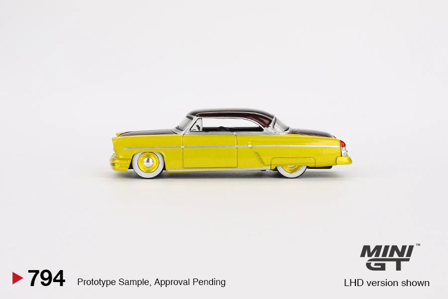 Mini GT - Lincoln Capri Hot Rod 1954 Lime Yellow LHD - Scala 1/64 MGT00794 - Image 4