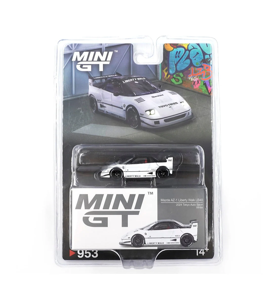 Mini GT - Mazda AZ-1 Liberty Walk LB40 White 2024 Tokyo Auto Salon - Scala 1/64 MGT00953-BL Blister Packaging