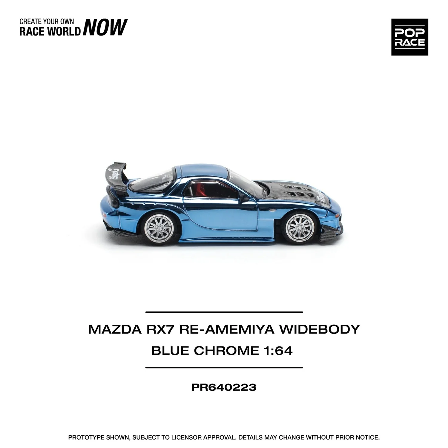 Pop Race - Mazda Rx-7 Re-Amemiya Widebody Blue Chrome - Scala 1/64 PR64-223 - Image 6