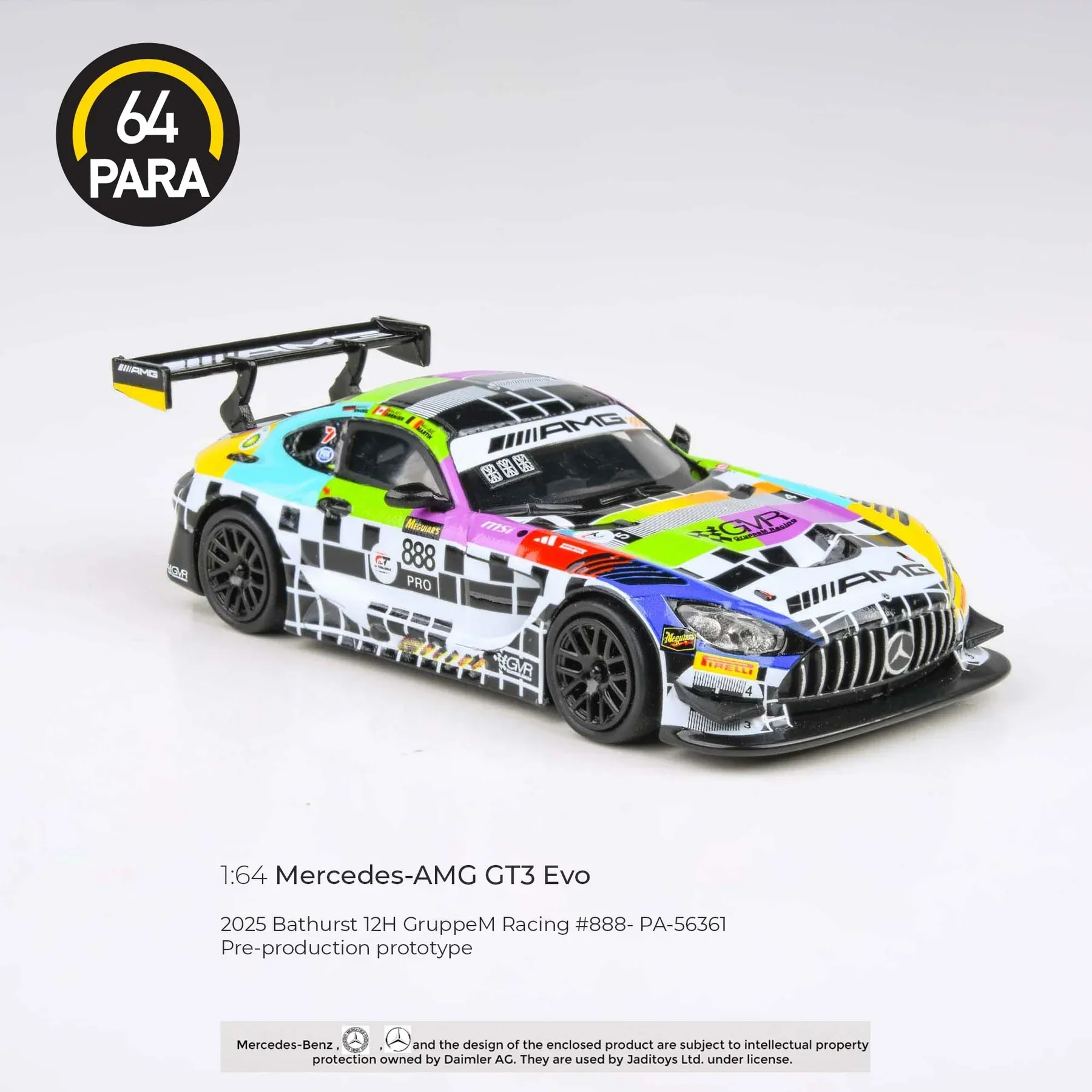 Para64 - Mercedes-AMG GT3 2025 Bathurst 12H GruppeM Racing #888 - Scala 1/64 PA-56361 - Image 2