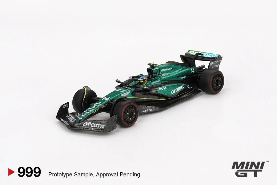 Mini GT - Aston Martin AMR24 #14 Fernando Alonso F1 Bahrain GP 2024 - Scala 1/64 MGT00999-L