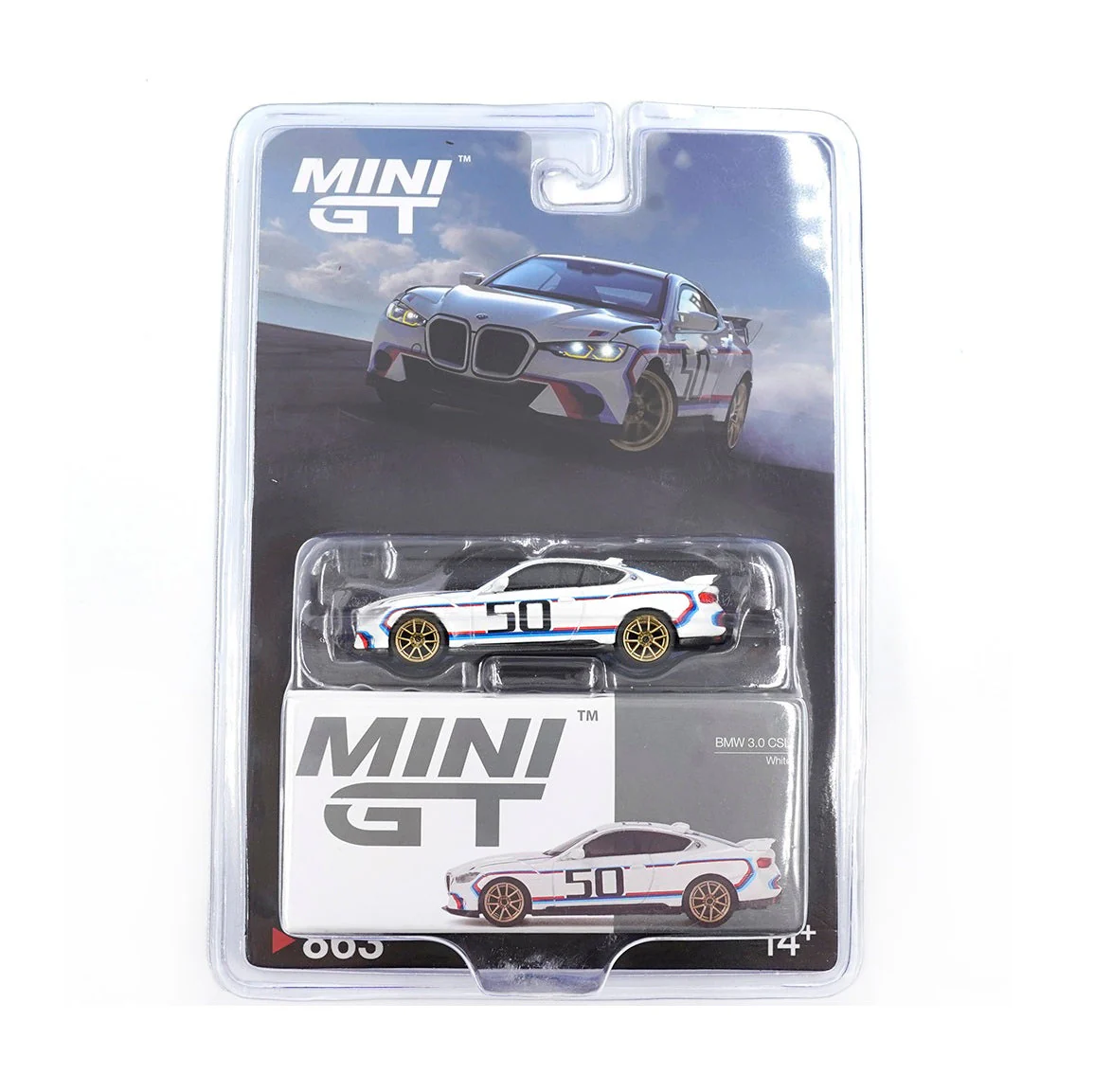 Mini GT - BMW 3.0 CSL White - Scala 1/64 MGT00863-BL Blister Packaging