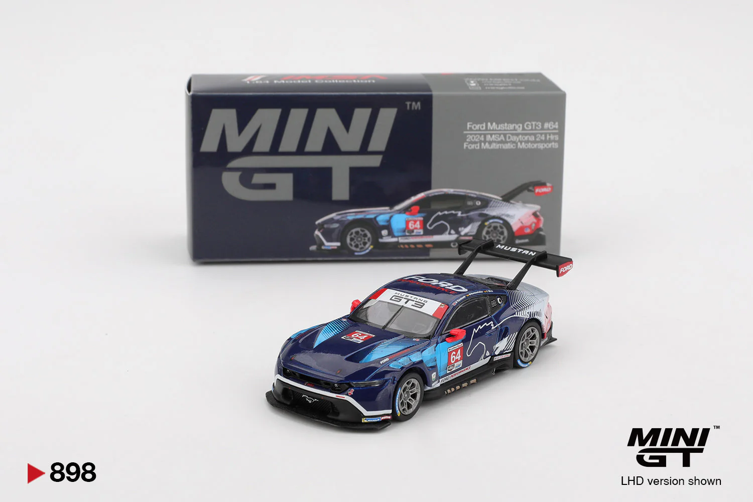 Mini GT - Ford Mustang GT3 #64 Ford Multimatic Motorsports 2024 IMSA Daytona 24 Hrs - Scala 1/64 MGT00898-BL - Image 5