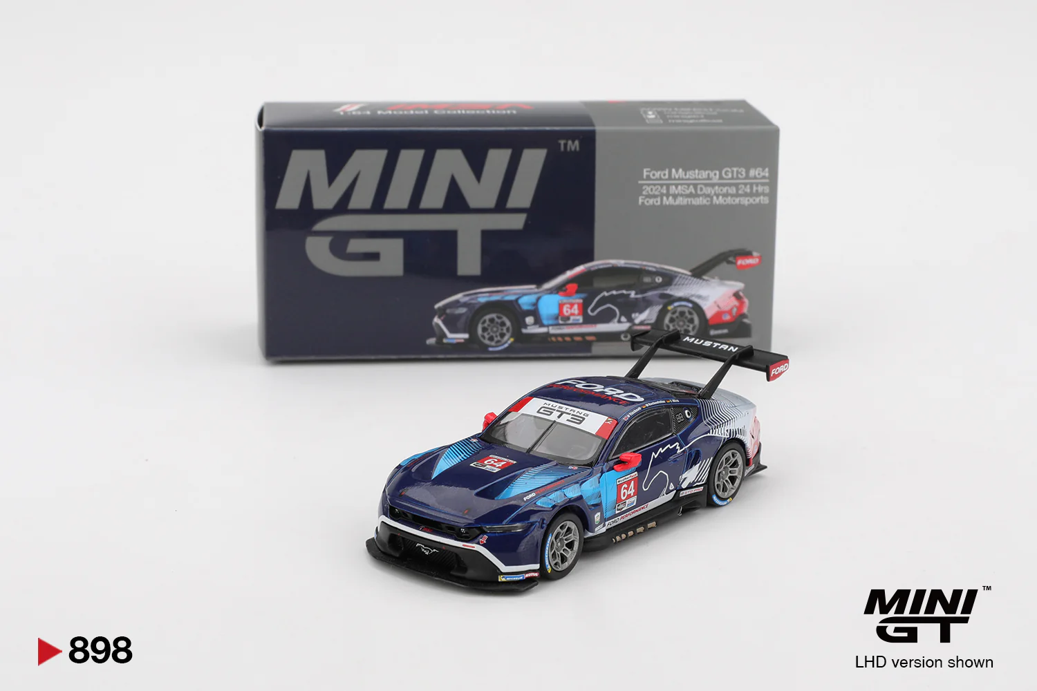 Mini GT - Ford Mustang GT3 #64 Ford Multimatic Motorsports 2024 IMSA Daytona 24 Hrs - Scala 1/64 MGT00898-L - Image 4