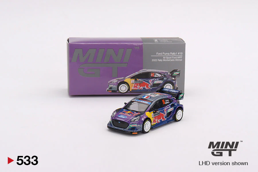 Mini GT - Ford Puma Rally1 #19 M-Sport Ford WRT 2022 Rally MonteCarlo Winner - Scala 1/64 MGT00533-L - Image 2