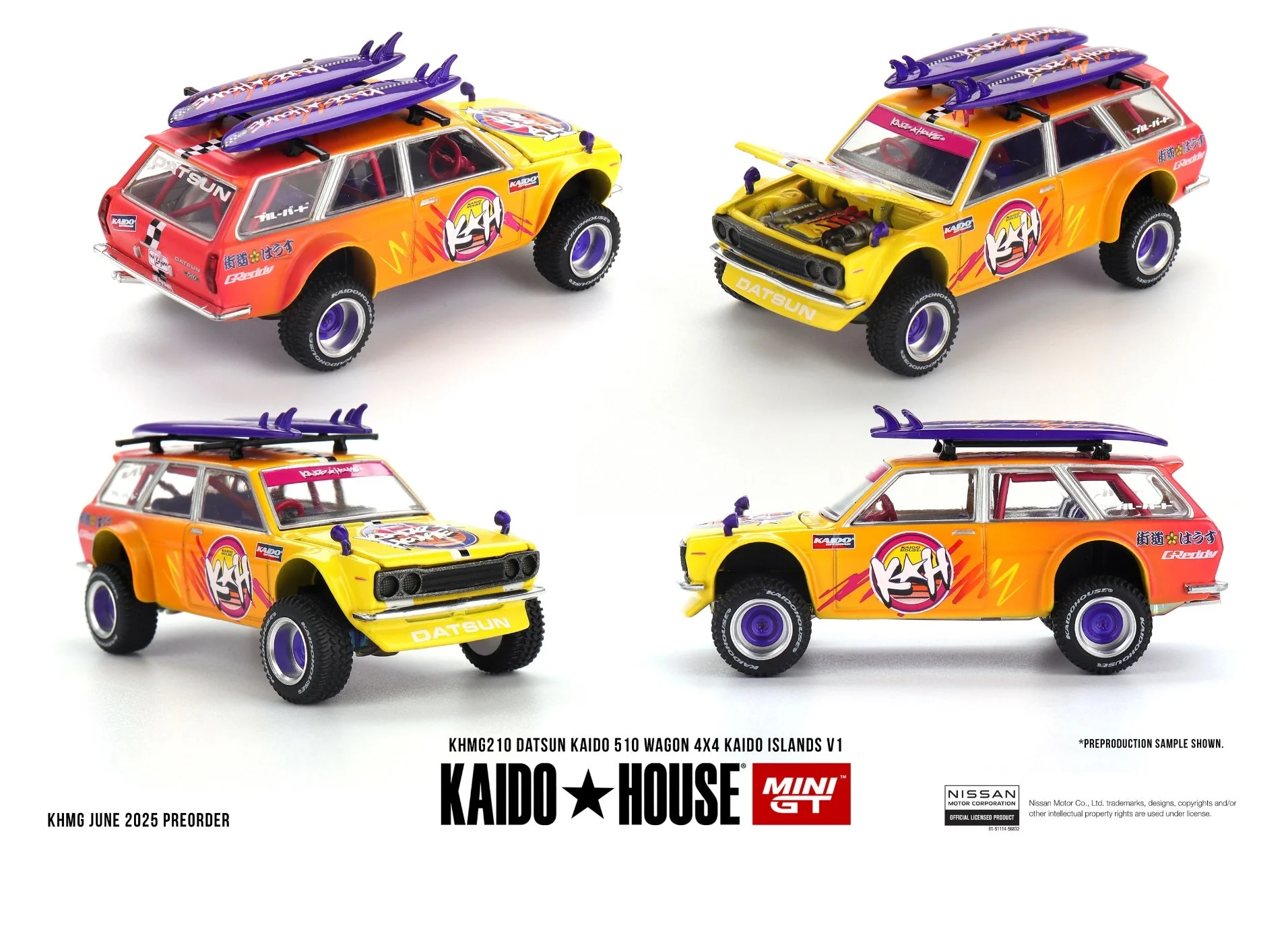 Mini GT Kaido House - Datsun KAIDO 510 Wagon 4x4 Kaido ISLANDS V1 - Scala 1/64 KHMG210 EAN 840456307441