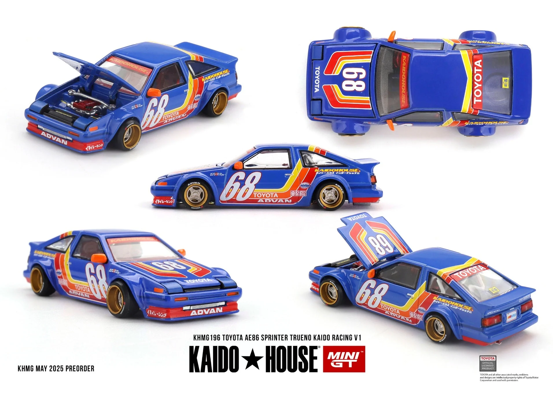 Mini GT Kaido House - Toyota AE86 Sprinter Trueno KAIDO RACING V1 1983 - Scala 1/64 KHMG196