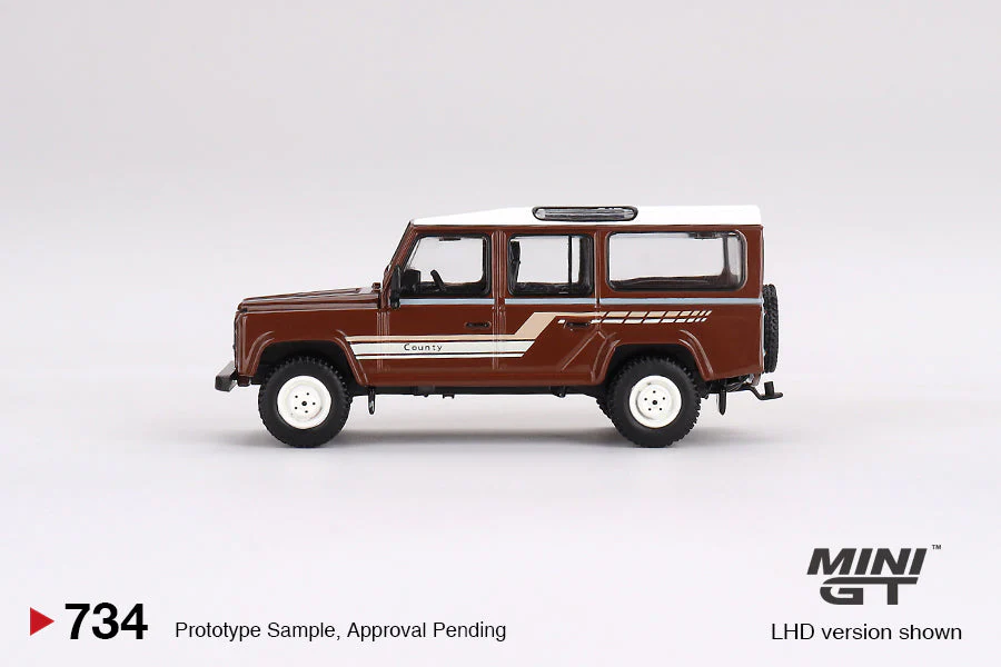 Mini GT - Land Rover Defender 110 1985 County Station Wagon Russet Brown - Scala 1/64 MGT00734-L - Image 4