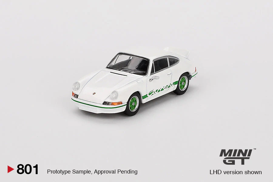 MINI GT Porsche 911 Carrera RS 2.7 Grand Prix White with Green Livery - Mini GT - Scala 1/64 MGT00801-R RHD