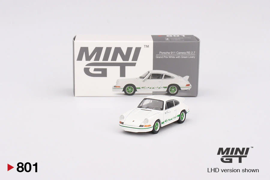 MINI GT Porsche 911 Carrera RS 2.7 Grand Prix White with Green Livery - Mini GT - Scala 1/64 MGT00801-R RHD - Image 2