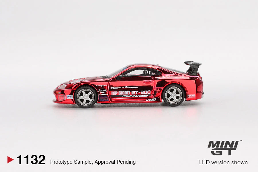 Mini GT - Toyota Supra (A80) Top Secret GT-300 Top Secret Red Chrome - Scala 1/64 MGT01132-L - Image 3