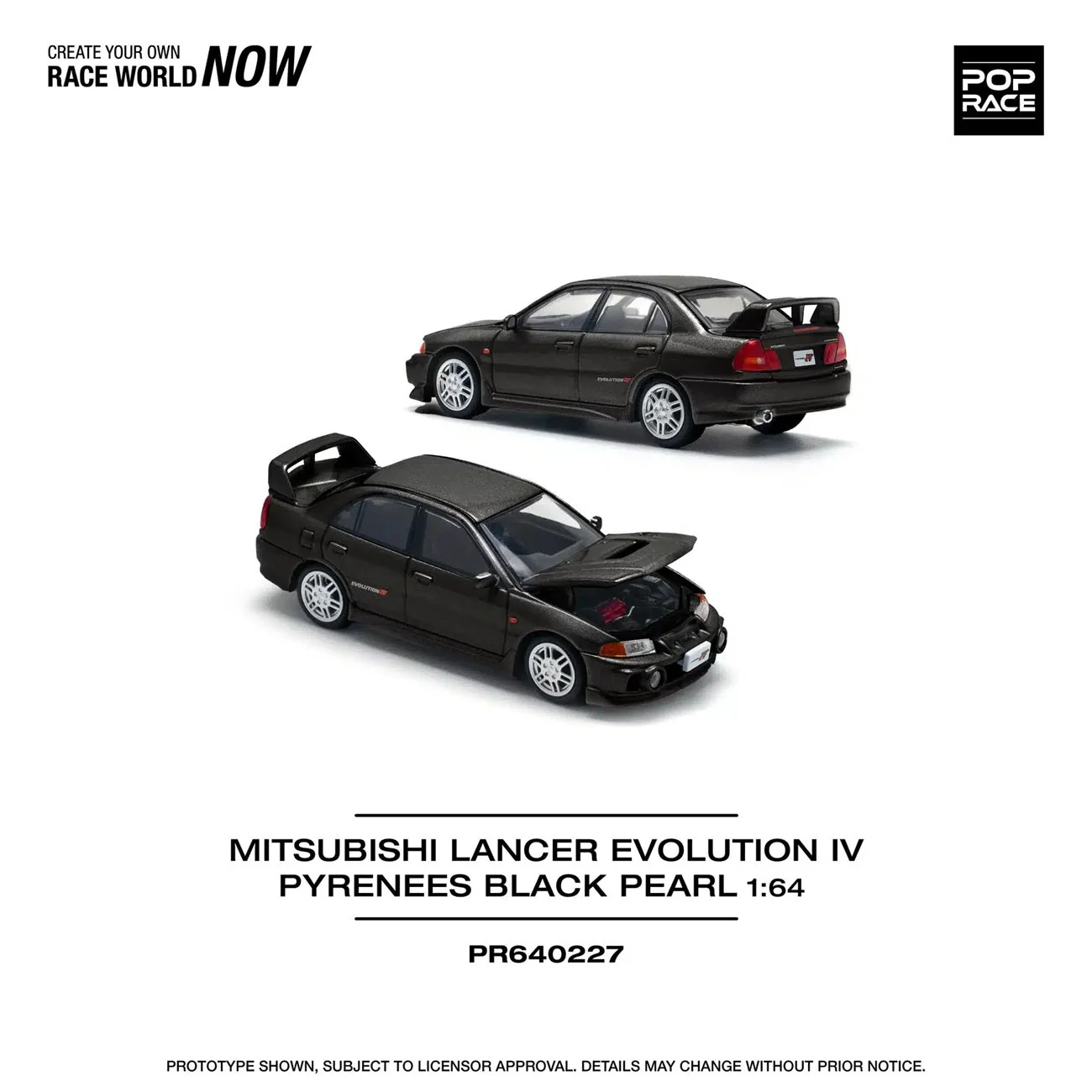 Pop Race - Mitsubishi Lancer Evolution IV Pyrenees Black Pearl - Scala 1/64 PR64-227
