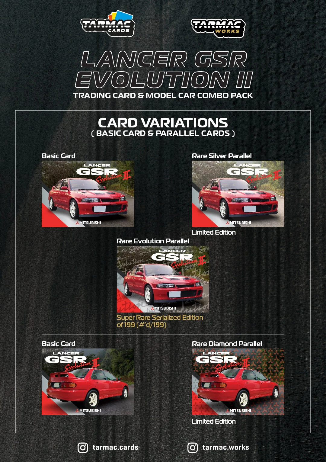 Tarmac Works - Mitsubishi Lancer GSR Evolution II Red Model Car + Trading Cards Combo Set - GLOBAL64 - Scala 1/64 T64G-049-RE - Image 5