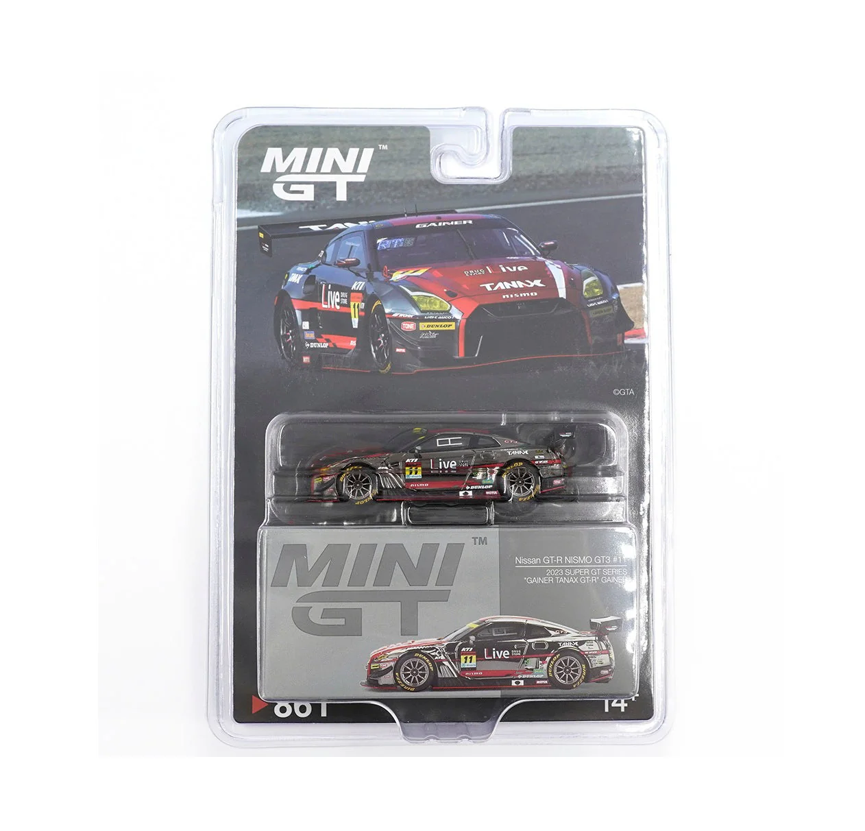 Mini GT - Nissan GT-R NISMO GT3 #11 "GAINER TANAX GT-R" - Scala 1/64 MGT00861-BL Blister Packaging