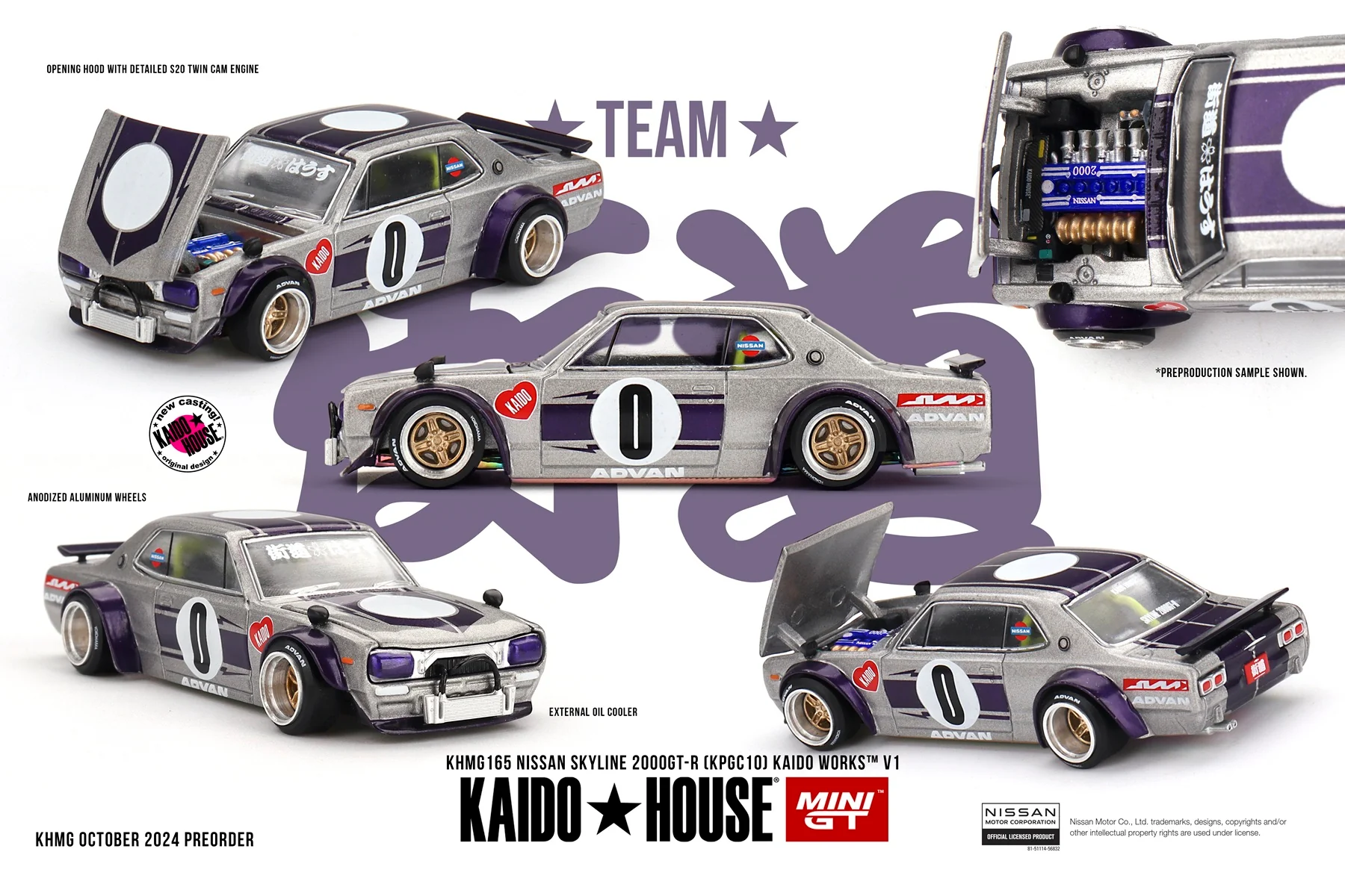 Mini GT - Nissan Skyline 2000GT-R (KPGC10) Kaido Works V1 - KAIDO HOUSE Scala 1/64 KHMG165