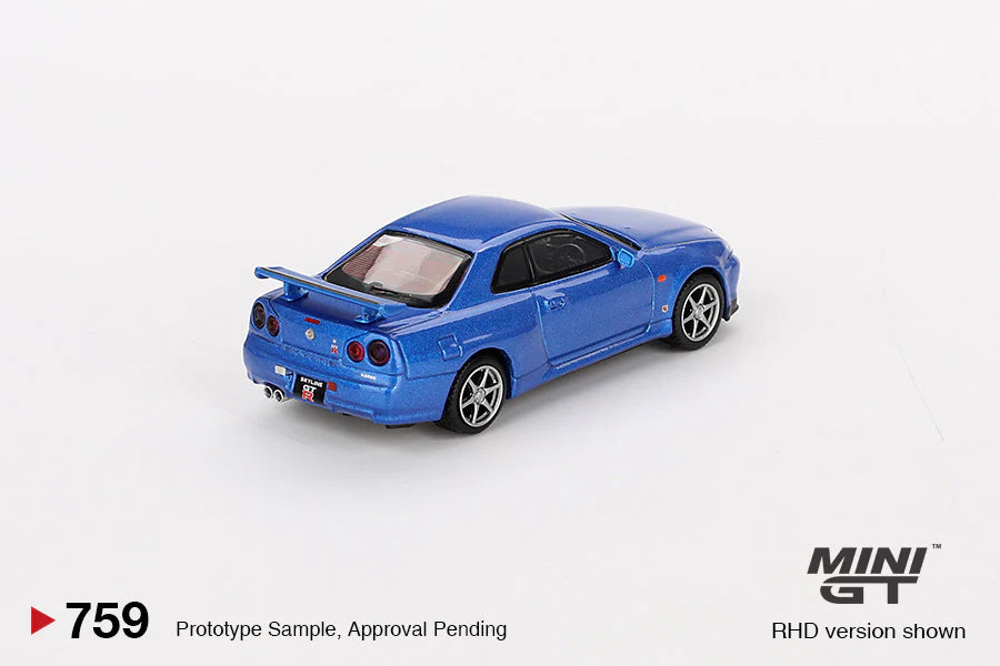 Mini GT - Nissan Skyline GT-R (R34) V-Spec Bayside Blue - Scala 1/64 MGT00759-R - Image 3