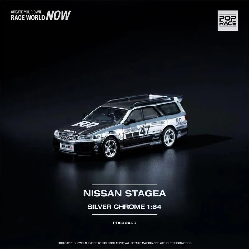 Pop Race - Nissan Stagea R34 Silver Chrome - Scala 1/64 PR64-56 - Image 4