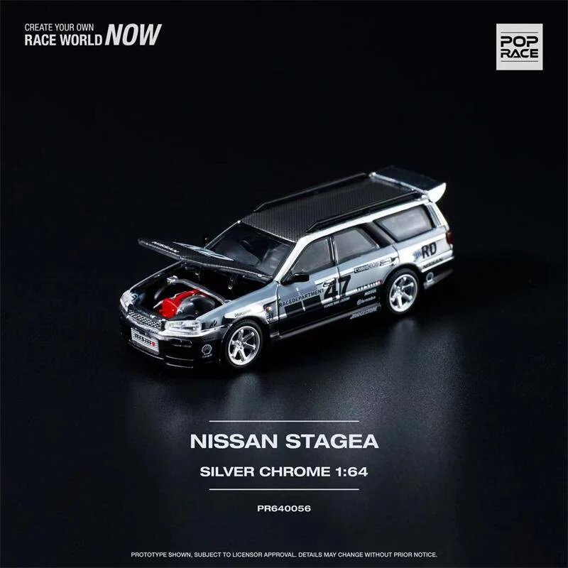 Pop Race - Nissan Stagea R34 Silver Chrome - Scala 1/64 PR64-56 - Image 5