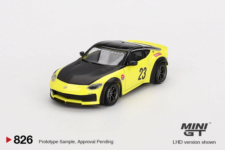 Mini GT - Nissan Z LB★NATION WORKS Ikazuchi Yellow LDH - Scala 1/64 MGT00826-L