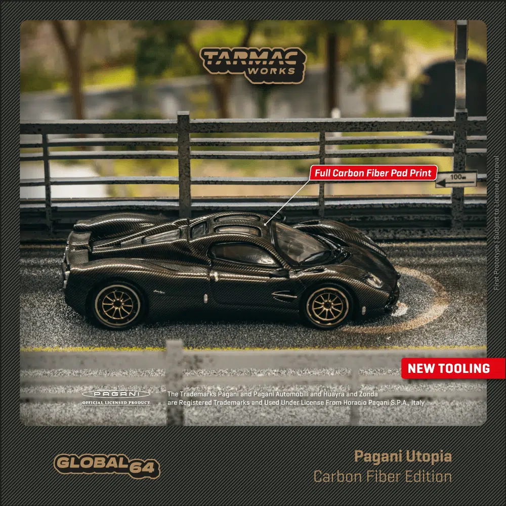 Tarmac Works - Pagani Utopia Black Carbon Fiber - GLOBAL64 - Scala 1/64 T64G-TL055-BCF