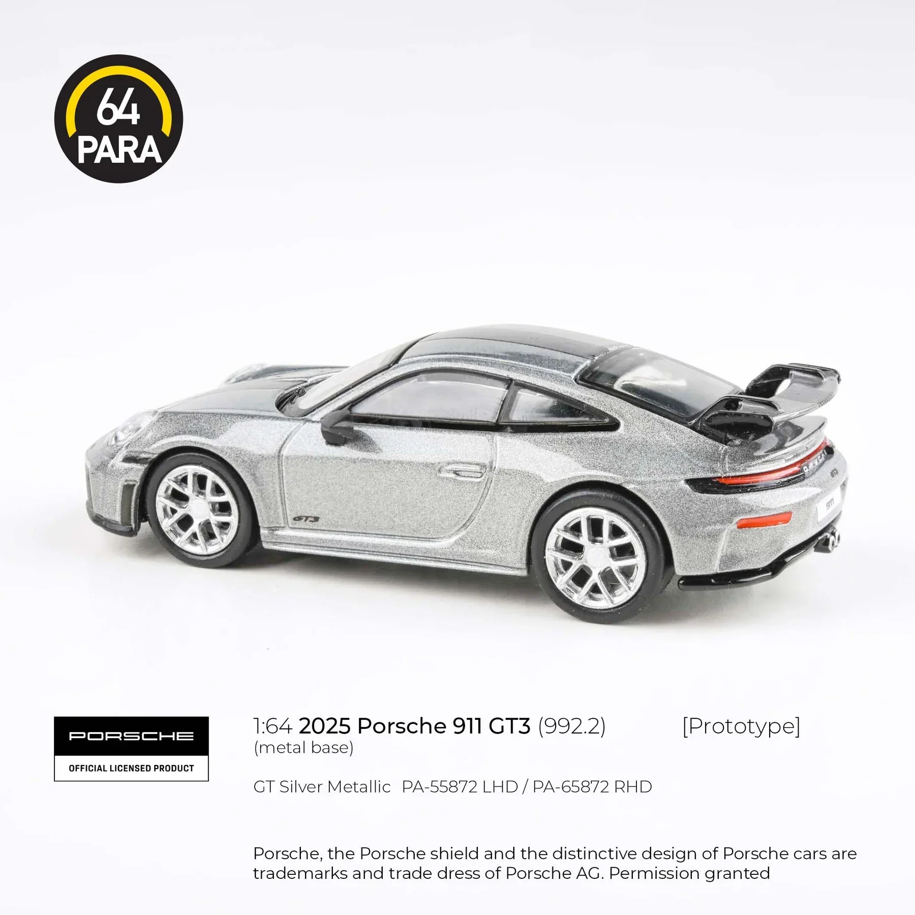 Para64 - Porsche 911 GT3 (992.2) Silver Metallic - Scala 1/64 PA-55872 LHD - Image 3