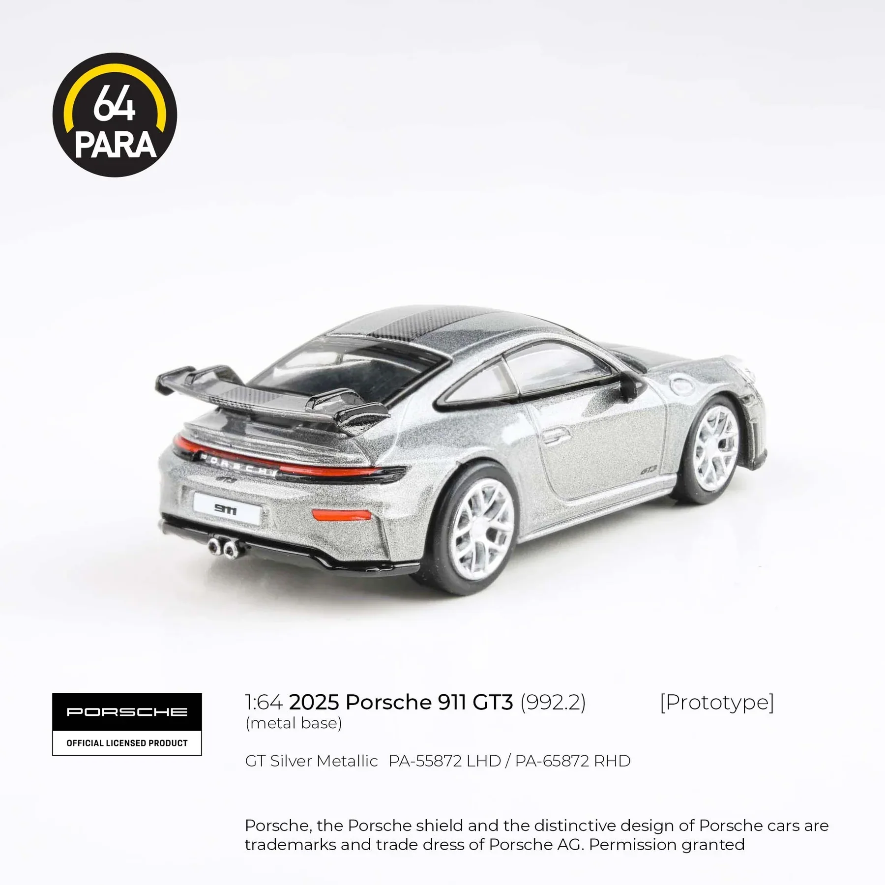 Para64 - Porsche 911 GT3 (992.2) Silver Metallic - Scala 1/64 PA-55872 LHD - Image 4