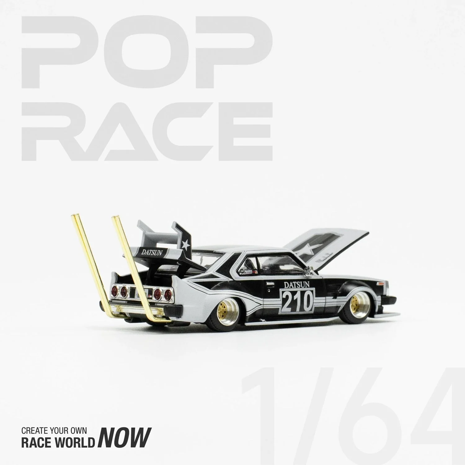 Pop Race - Datsun Skyline C210 Kaido Racer - Bosozoku Style Matte Black Scala 1/64 PR64-73 - Image 3