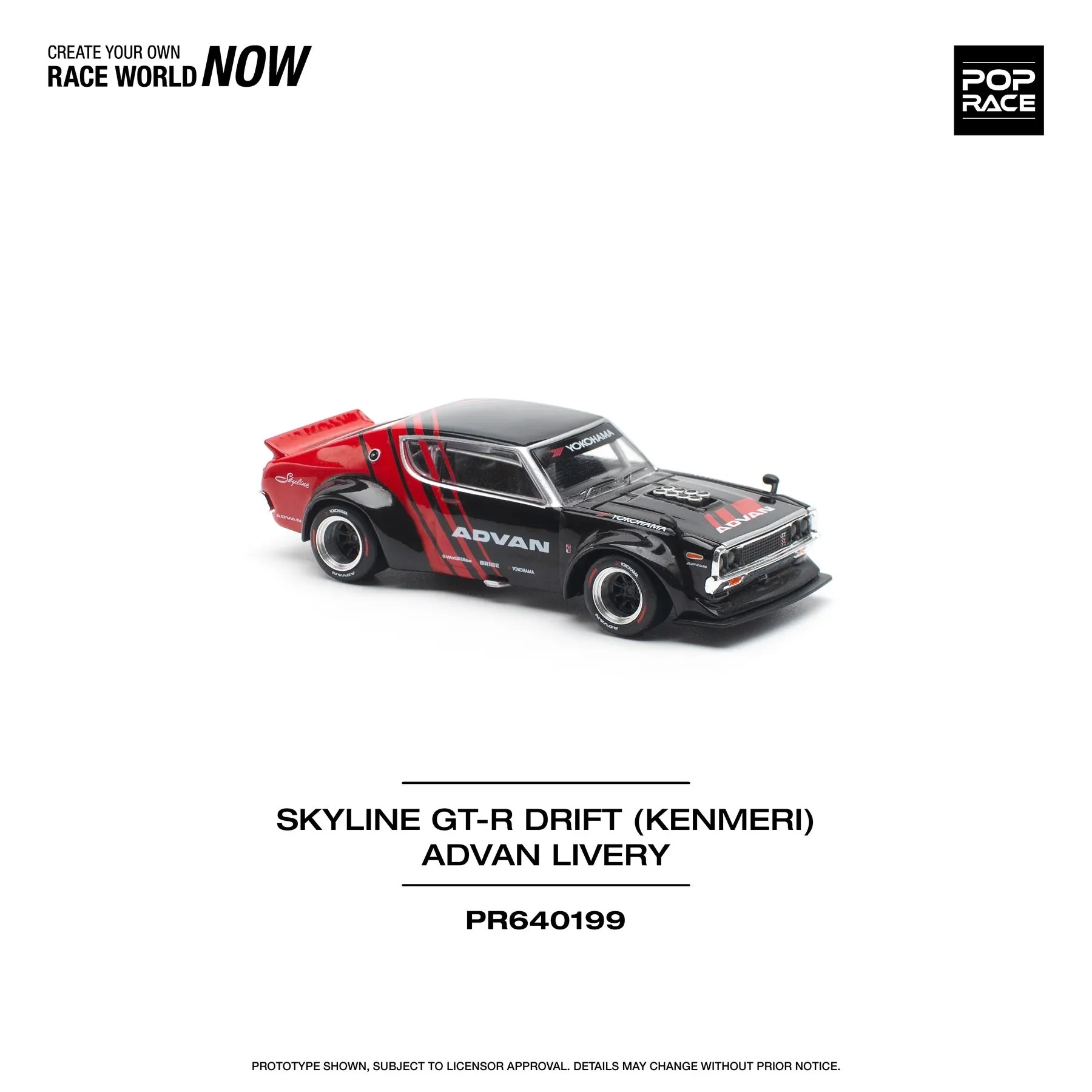Pop Race - Nissan Skyline GT-R (KPGC110) Kenmeri Advan Livery Scala 1/64 PR64-0199 - Image 5