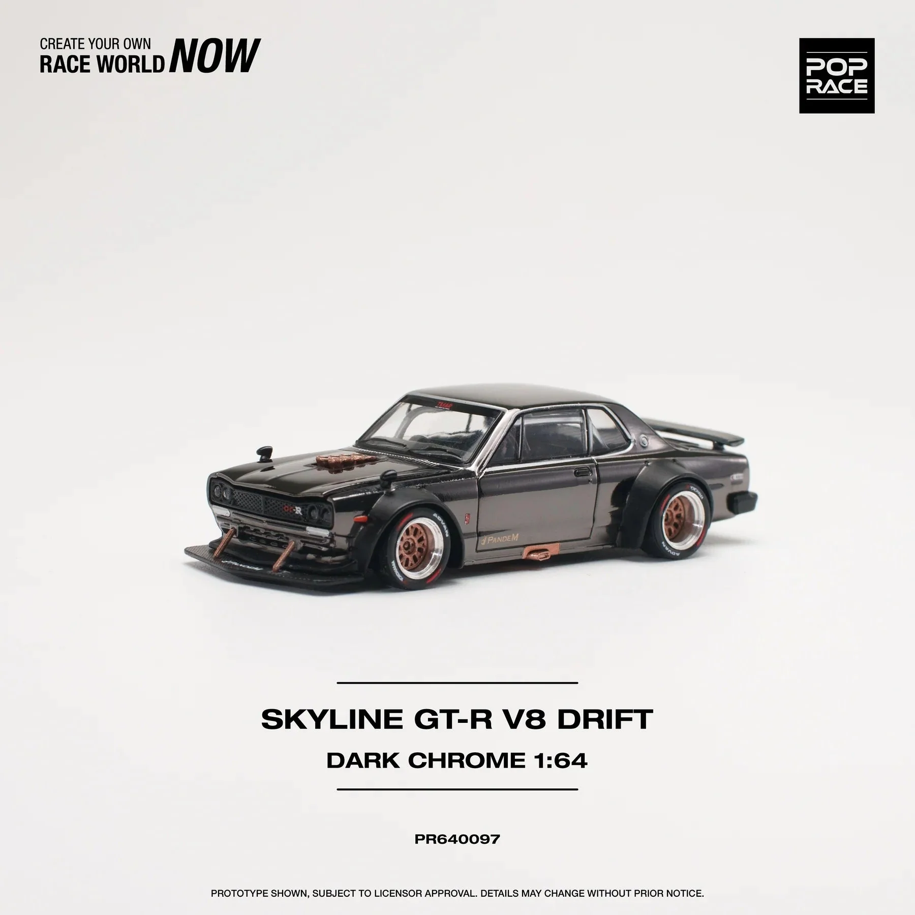 Pop Race - Nissan Skyline GT-R V8 Drift (Hakouka) Dark Chrome Scala 1/64 PR64-0097
