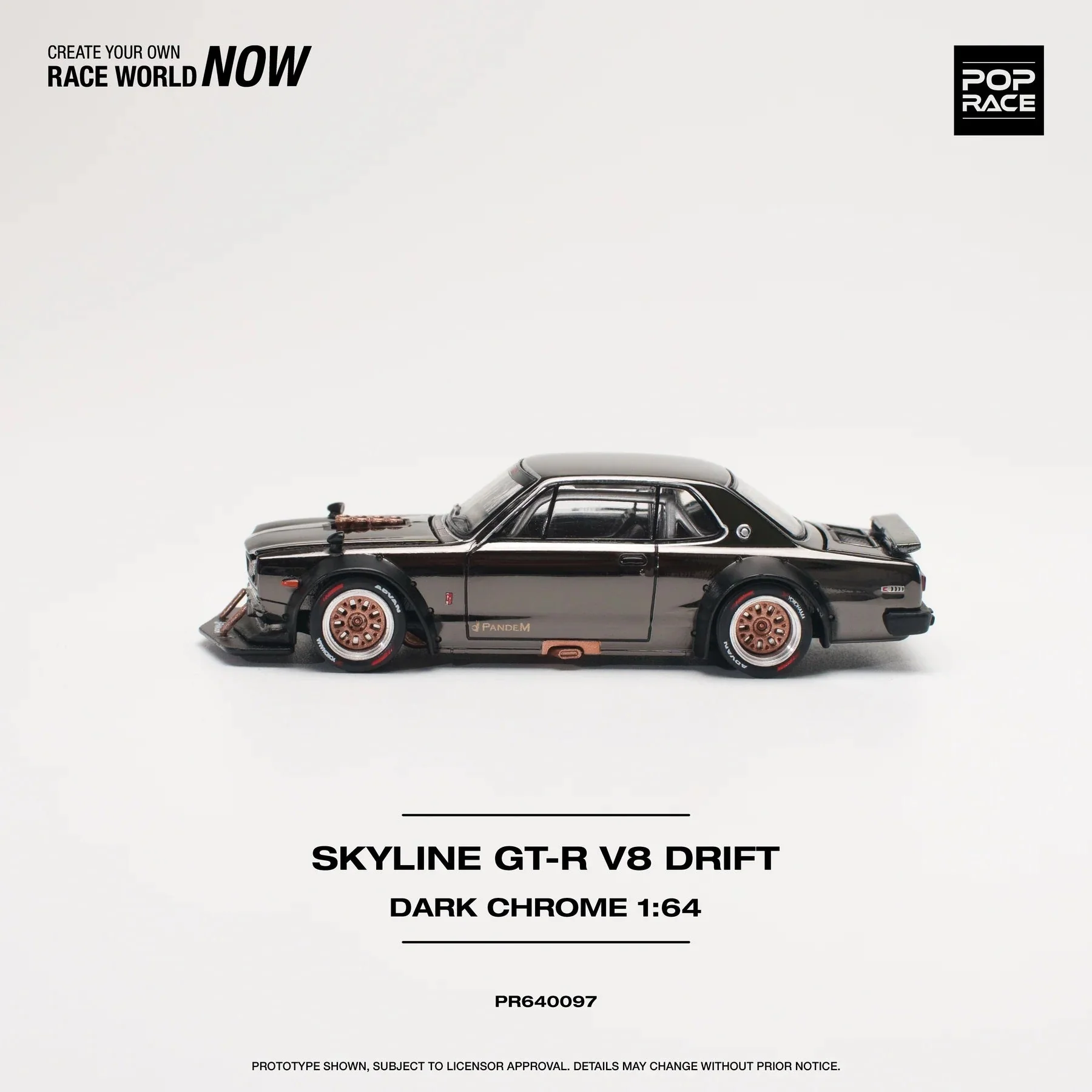 Pop Race - Nissan Skyline GT-R V8 Drift (Hakouka) Dark Chrome Scala 1/64 PR64-0097 - Image 2