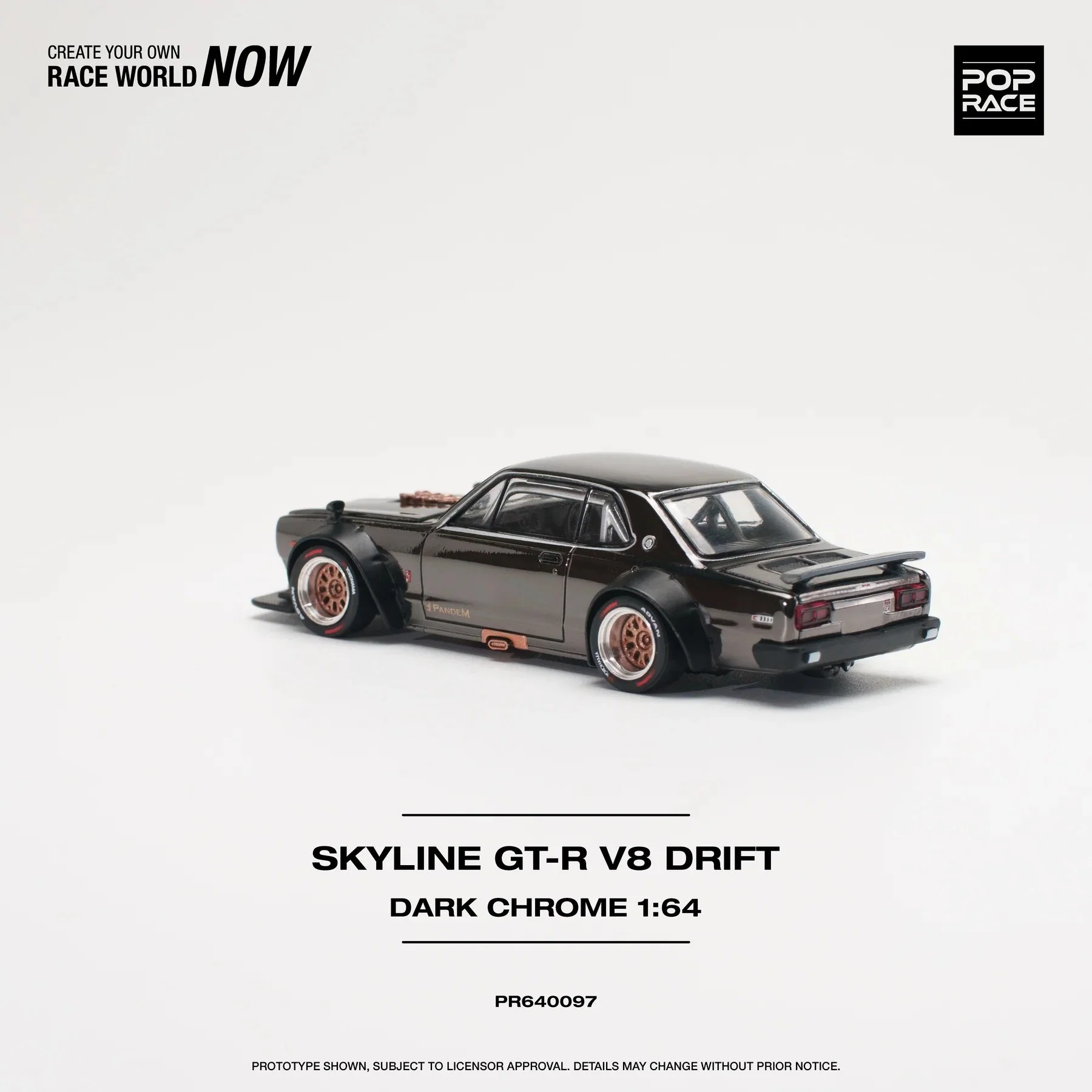 Pop Race - Nissan Skyline GT-R V8 Drift (Hakouka) Dark Chrome Scala 1/64 PR64-0097 - Image 3