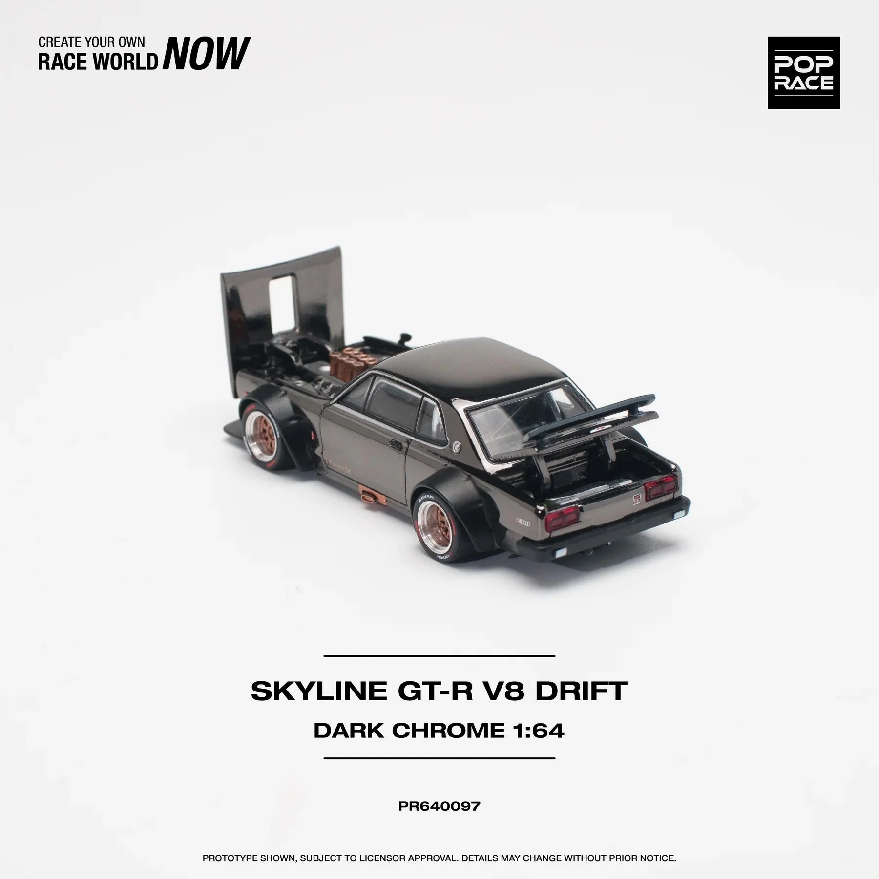 Pop Race - Nissan Skyline GT-R V8 Drift (Hakouka) Dark Chrome Scala 1/64 PR64-0097 - Image 4