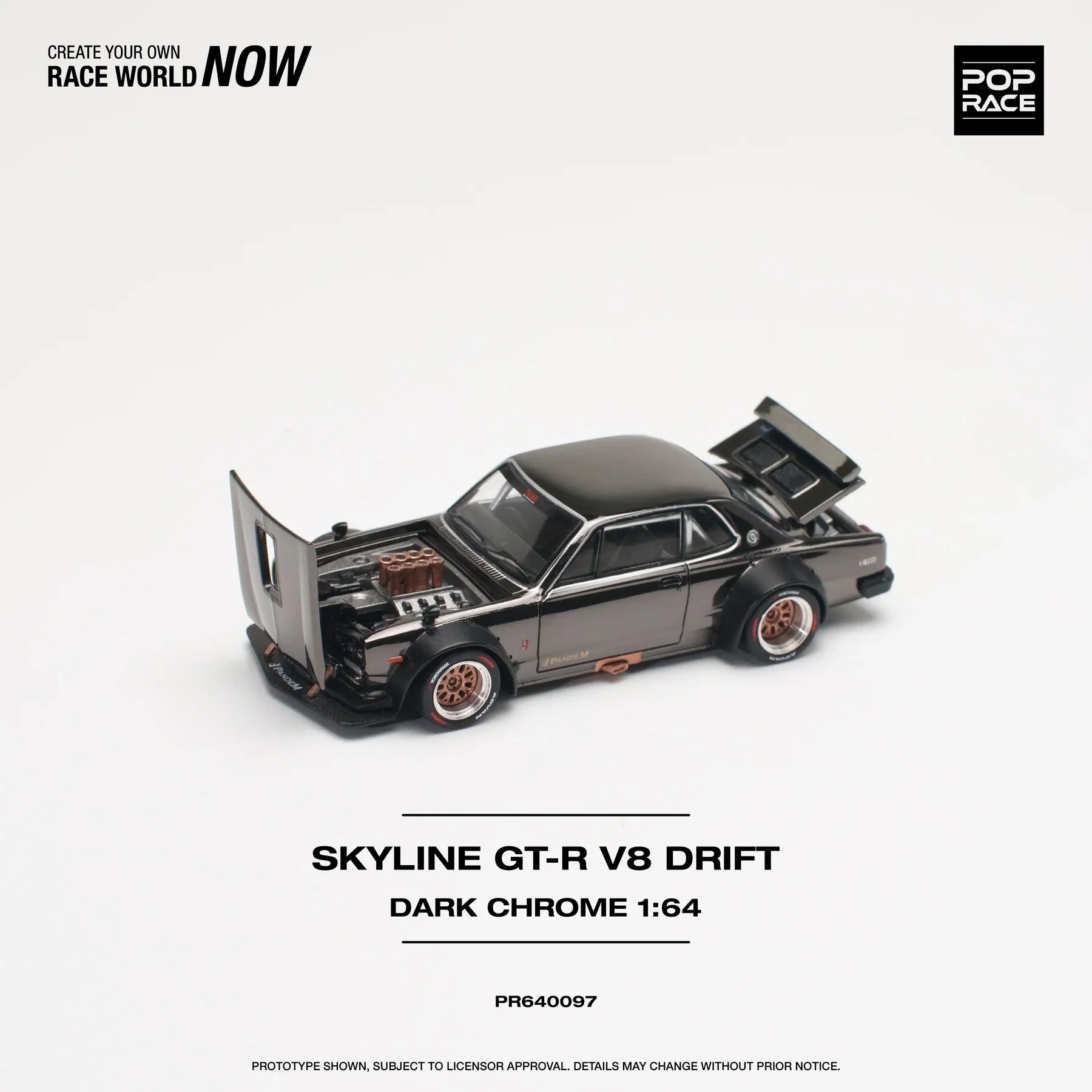 Pop Race - Nissan Skyline GT-R V8 Drift (Hakouka) Dark Chrome Scala 1/64 PR64-0097 - Image 5
